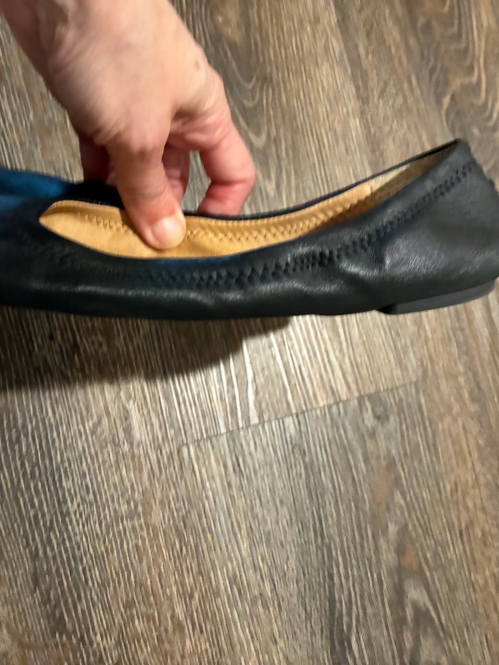 Lucky Brand Black Leather Ballet Flats with Tan Insole - Picture 2 of 6